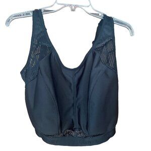 Glamorise Sport Bra Size 46 G No Bounce Black Mesh Padded Straps NWOT